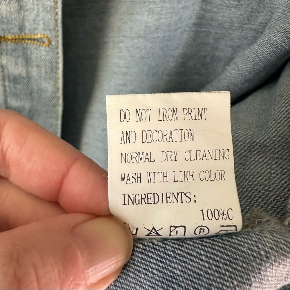 NWT WREN + GLORY Free people 'HUGS' Tequila DENIM JACKET SZ L - Picture 5 of 8